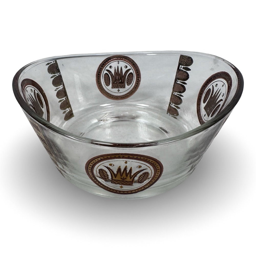 Georges Briard Vintage Crown Glass Bowl Mid Century Modern Gold Clear MCM 5.5"